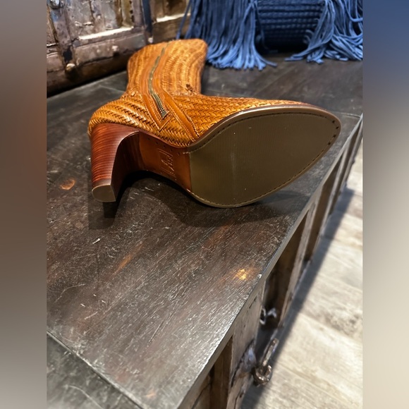 Tan Woven Knee-High Boots - Picture 5 of 7